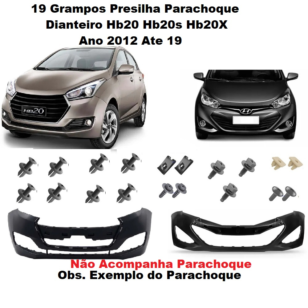 Kit Fixação Grampo Presilha Parafuso Para-choque Dianteiro HB20 HB20S HB20X 2012 2013 2014 2015 2016 2017 2018 2019