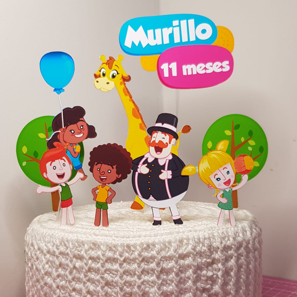 Topper Topo de Bolo Festa Personalizada Mundo Bita Dona Girafa