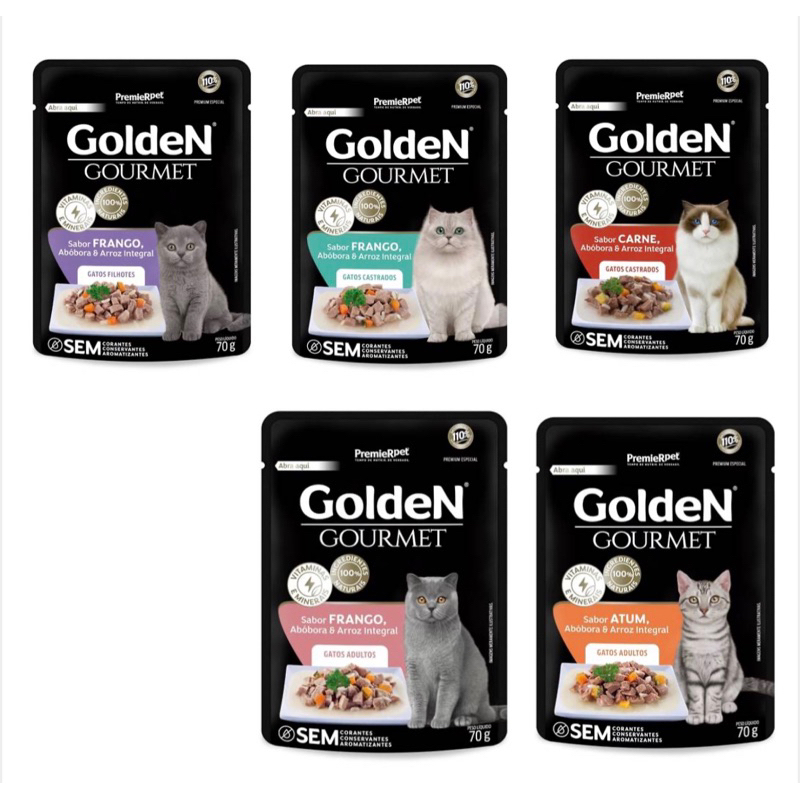 Sachê Golden Gato Goumet Caixa com 20 unidades de 70g cada Sache