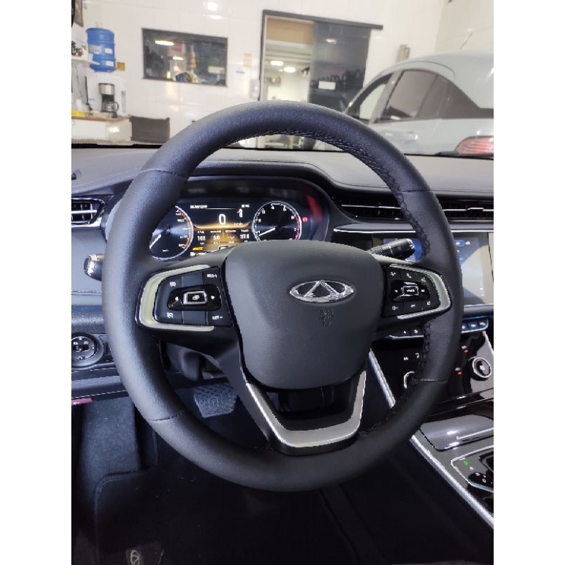 capa de volante costurada tiggo 8 em sintético th liso preto em Oferta na Shopee