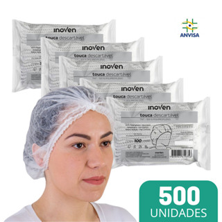 Touca Descartável sanfonada Anvisa Branca TNT Inoven Kit 500 unidades
