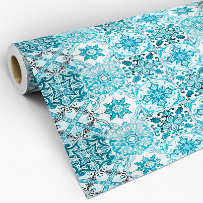 Papel De Parede Adesivo Azulejo Ladrilho Retro Piso Azul Turquesa Caribe Lavável Adesivo Lavável