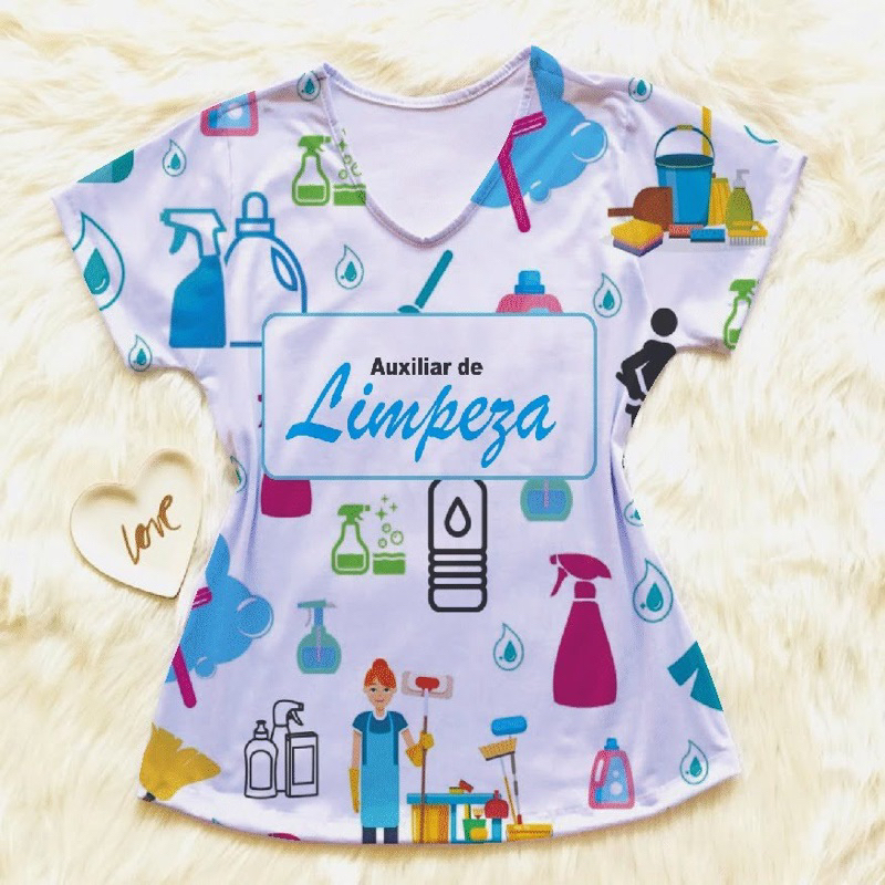 Camisa Auxiliar de limpeza feminina em Oferta na Shopee
