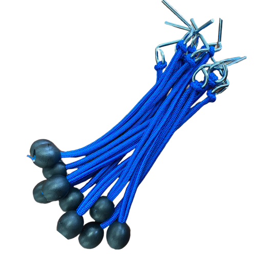 Kit 10 Elásticos Cordinha Lona de Piscina Com Pino Resistente Azul - FIXAÇÃO E SEGURANÇA