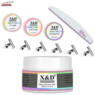 Kit 03 Gel X&D LED UV Cores Nude 17 Pink Nude Transparent 01 Lixa Bumerangue 100/180 e 10 Presilhas