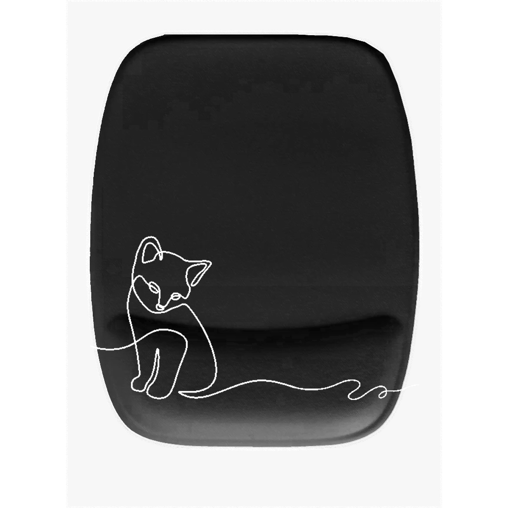 Mouse pad preto gatinho minimalista com apoio de pulso macio gato
