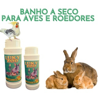 Talco banho a seco para Coelhos, Hamster e Aves - Higienização de Gaiola e Viveiros