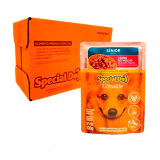 Caixa 12 un Ração Úmida Special Dog Ultralife Sachê Cães Sênior Sabor Carne ao Molho 100g em Oferta na Shopee