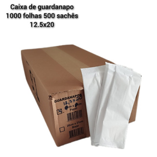 Guardanapo Sachê embalado caixa 1000 unidades 500 sachês 12.5x20 em Oferta na Shopee