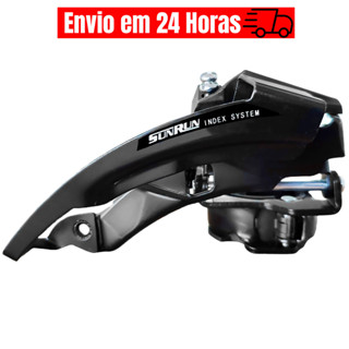 Câmbio Dianteiro Bike SunRun Dual Pull Index Preto 31.8/34.9mm 42d/44d Bicicleta