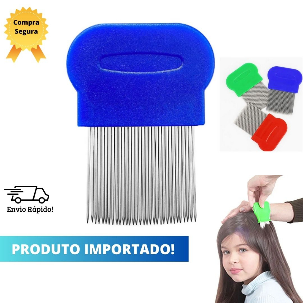 Pente Fino de Exterminador para Piolhos Aço Inox Piolho Lêndeas Extrator Metal Removedor  de Lendeas