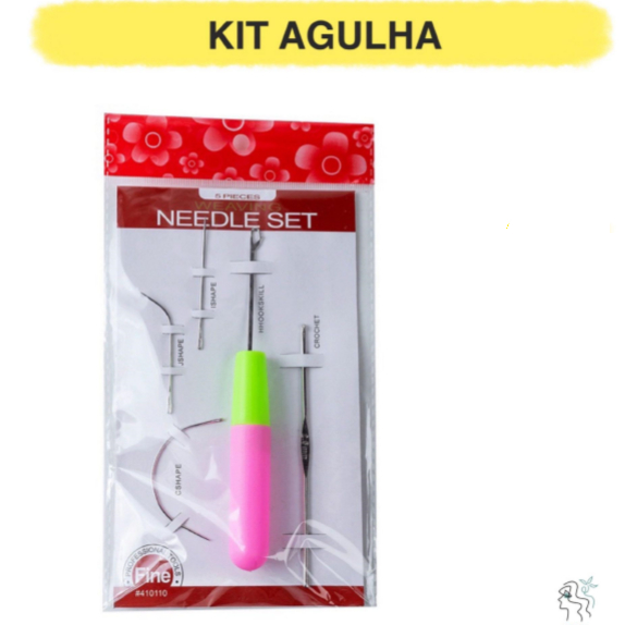 Kit Agulha Para Mega Hair Contendo 5 Peças Entrelace - Crochet Braids - Twist