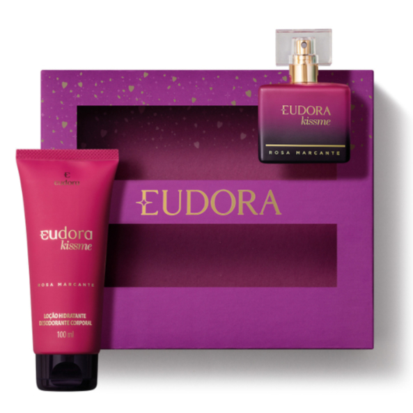 Estojo Miniatura Perfume Rouge 35 ml + Loção 100 ml , ou Rosa Marcante ,Roxo Com Sacola Preta ,Eudora
