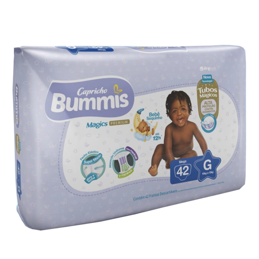 Fralda Capricho Bummis Mega Pacote G – 42 Unidades – Conforto e Alta Absorção
