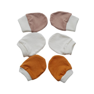 Kit com 3 6 luvas bebê unissex recém nascido malha 100% algodão minimalista