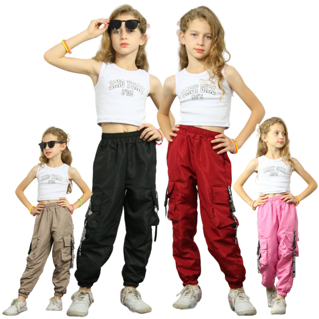 Calça Infantil Feminina Calça Jogger Cargo Para Crianças Unissex Juvenil
