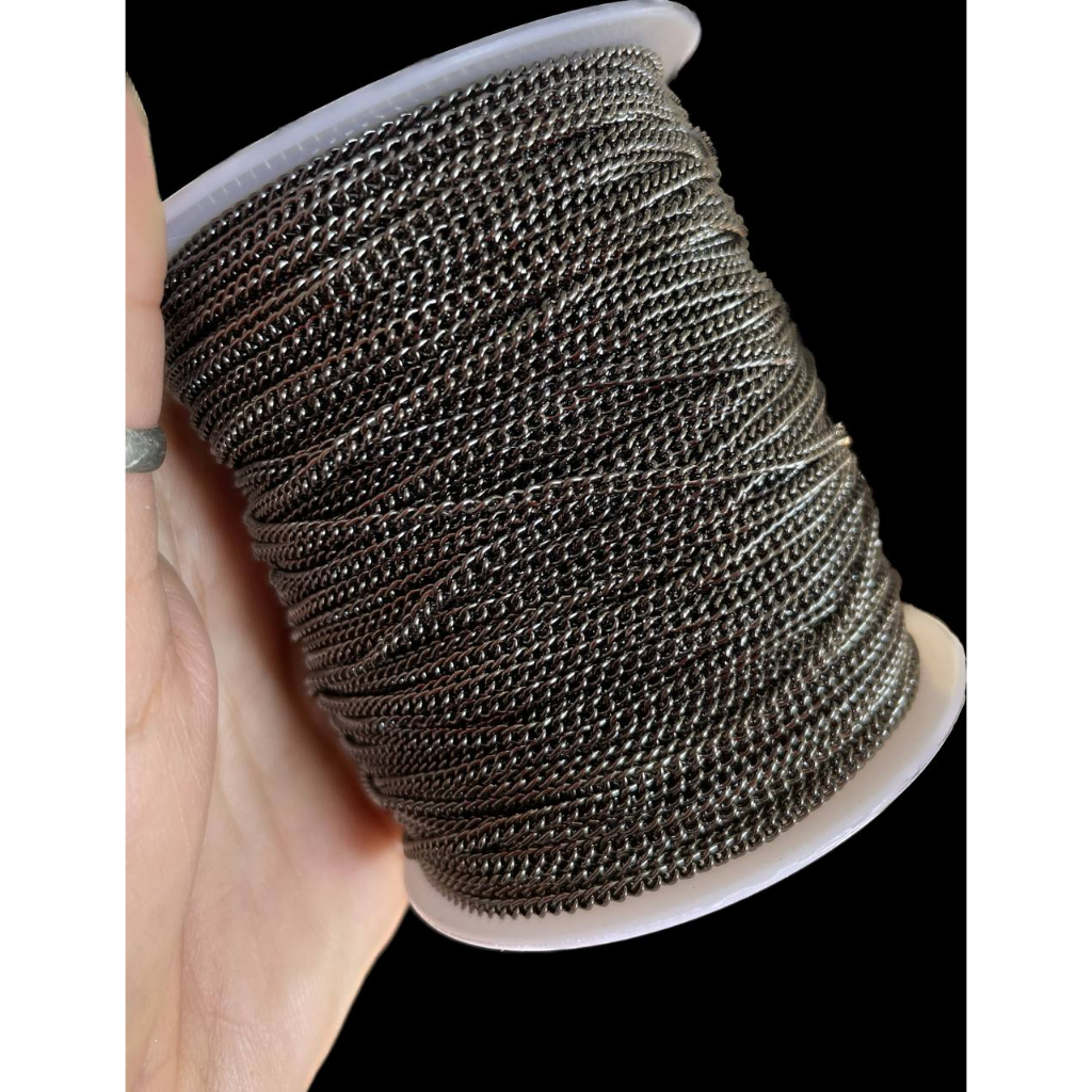 5 METROs Corrente Prateada Pintado Ônix Envelhecido Ferro 2mm Montagem de Bijuteria Brincos Colares Pulseiras