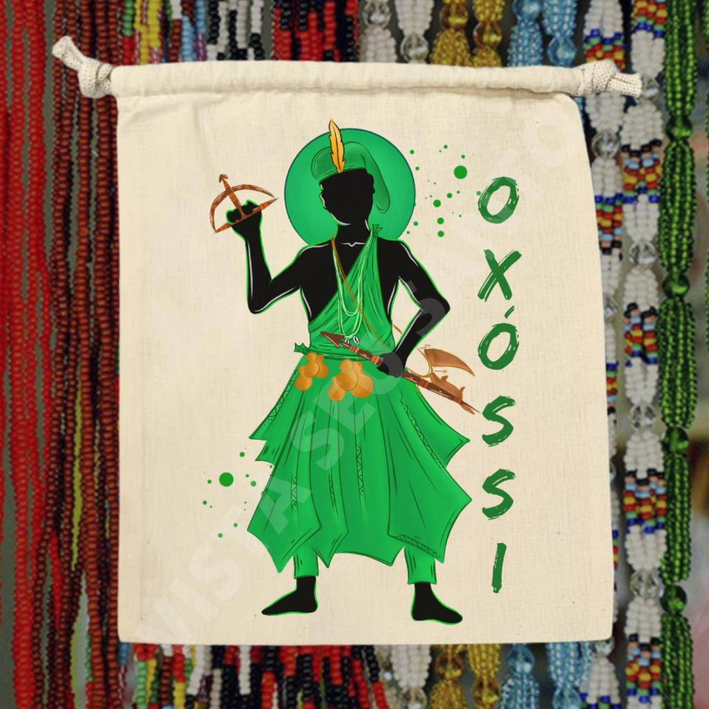 Saco Porta Guias Umbanda Quimbanda Candomblé Coleção Orixás Oxóssi Saquinho Algodão Cru 118.1
