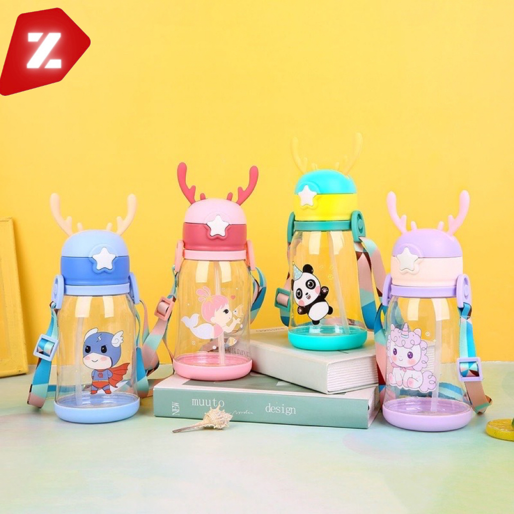 Garrafa Copo Criança de Água Alce Portátil Infantil Com Desenho Multicolorido