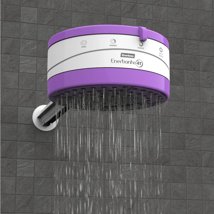 Chuveiro Ducha Enerbanho 4 Temperaturas Vazao Idr Grande 220v 6800w Violeta Roxo Azul Laranja Branco Area de banho grande vazão Elétrico Economico Enerbras