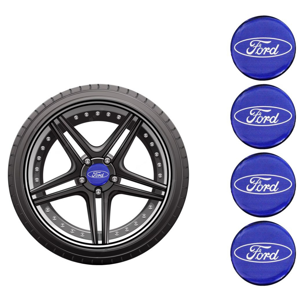 Jogo com 4 adesivos resinados emblema FD azul para calota e roda 48mmx48mm 3125