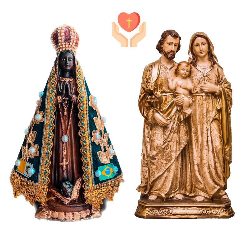 Kit Imagens Nossa Senhora Aparecida + Sagrada Família 20cm - Imagens Originais Gesso e Resina em Oferta na Shopee