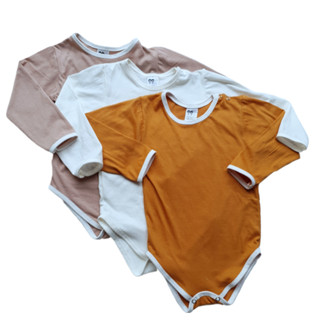 Body manga longa bebê minimalista unissex malha 100% algodão