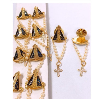 15 Broches com Terço Pérola Nossa Senhora Aparecida
