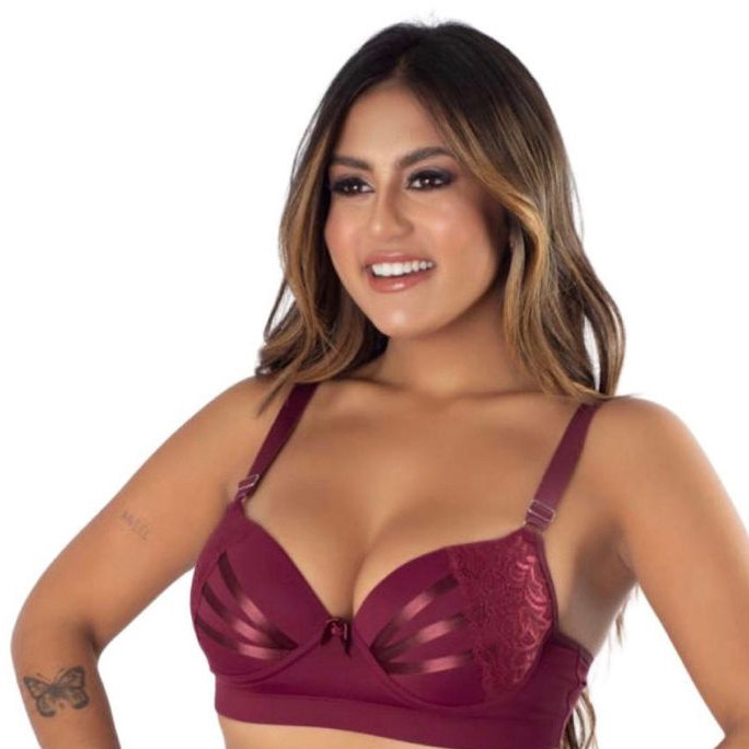 Sutiã Com Bojo de Microfibra Com Renda Detalhe em Fita Lingerie
