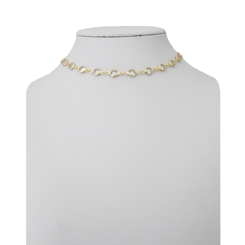 SEMIJOIA - CHOKER FOLHEADA A OURO 18K – Colar/Gargantilha Tiffany Cristal