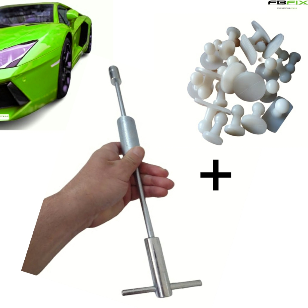 Kit Mini Repuxadeira com peso Martelinho de Ouro Repux Dinâmica + 28 Ventosas por cola - Desamassar Carros