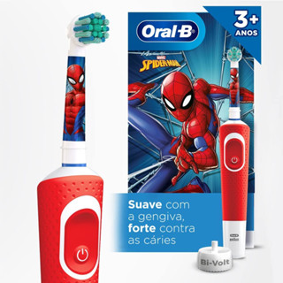 Escova Elétrica Oral-B Spiderman 1 Unidade, Cor: Vermelho