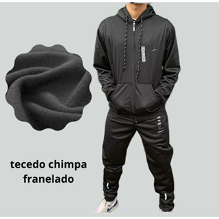 Conjunto blusa e calça masculino de tecido chimpa franelado para inverno