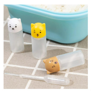 Kit 3 Mini Porta Molho Cenoura + Conta-Gotas Lancheira Infantil / Bisnaga Bisnaguinha Ketchup Maionese Mostarda Mel Limão Azeite Condimentos /