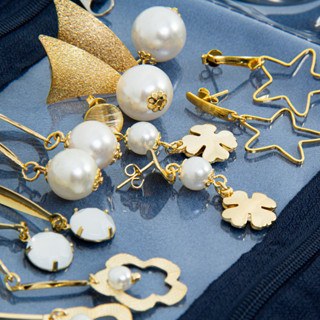 Kit Semi Joia 5 Pares Brincos Médios e Grandes Sortidos Misto Dourado e Prateado