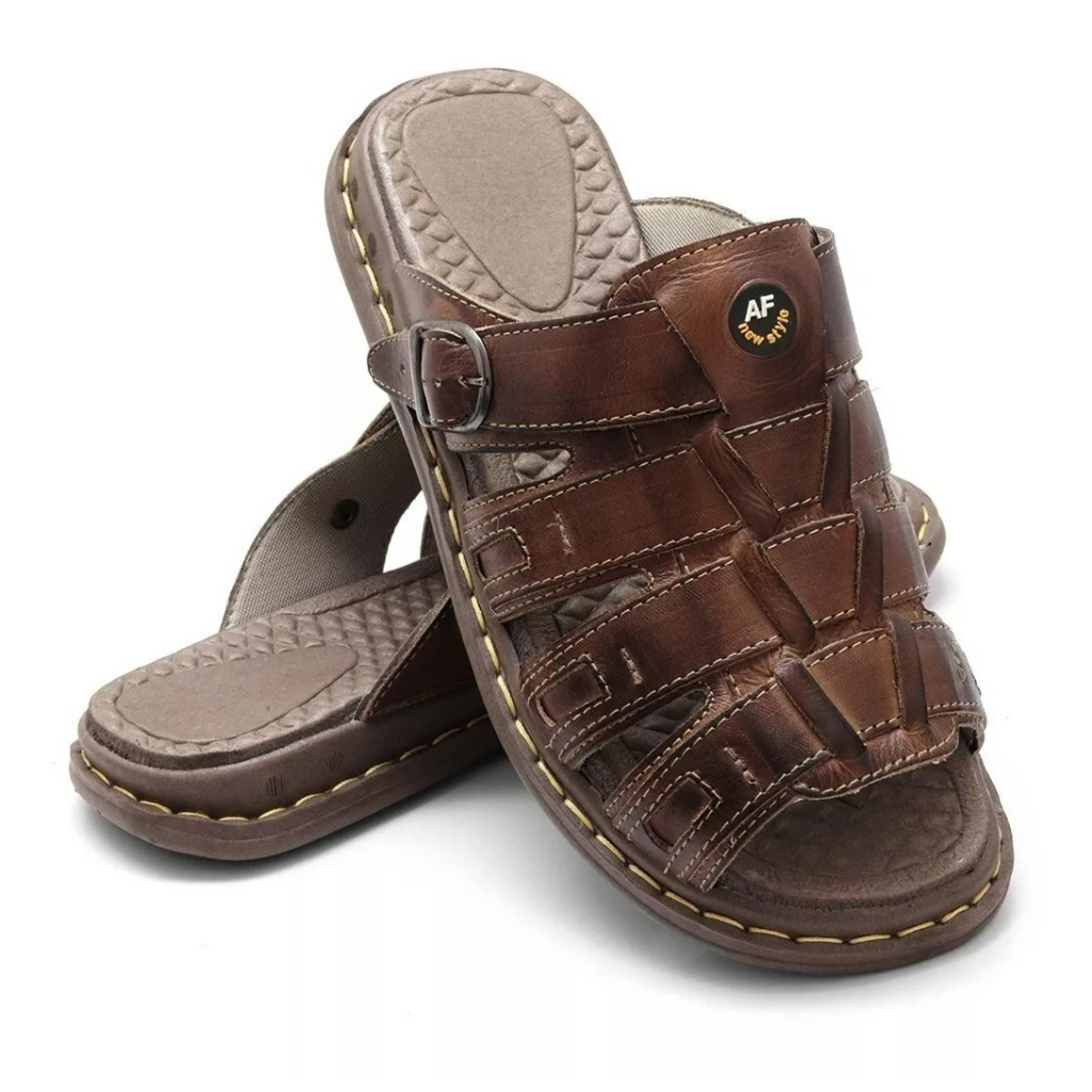 Sandália Anti Stress Masculino Ortopédico Couro em Oferta na Shopee