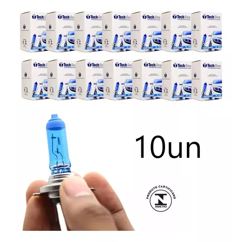 Kit 10 Lampada Super Branca H7 8500k 12v 55w Techone Atacado