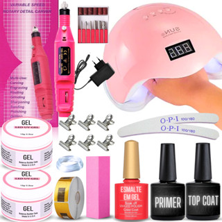 Kit Para Unhas Gel Alongamento Cabine Lixadeira Esmalte Gel Com Esmalte - Envio Imediato