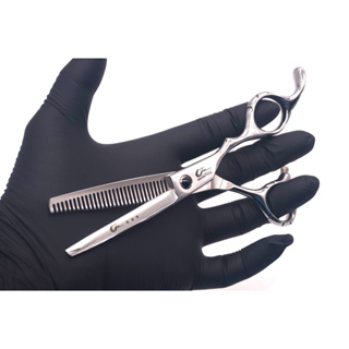 Tesoura Prata Umi Profissional  Desbaste Dentada com Lamina Pra Cima Para Barbeiro e Cabelereiro Cortar Cabelo em Oferta na Shopee