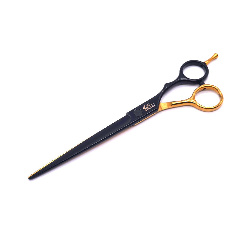 Tesoura Umi Profissional 7 Polegadas Cor Preto Dourado Para Barbeiro e Cabelereiro Cortar e Desfiar Cabelo em Oferta na Shopee