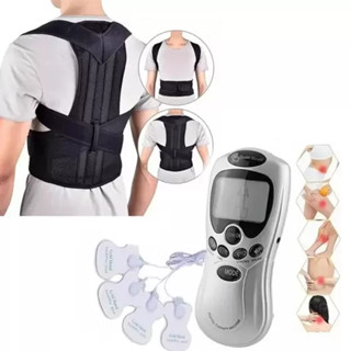 Cinta Colete Reforçada Postura Coluna Lombar Forte + Aparelho Fisioterapia Acupuntura Choque Digital Terapia