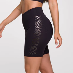 Bermuda Feminino Academia Fitness Poliamida Preto para Treinar e Malhar Zebra