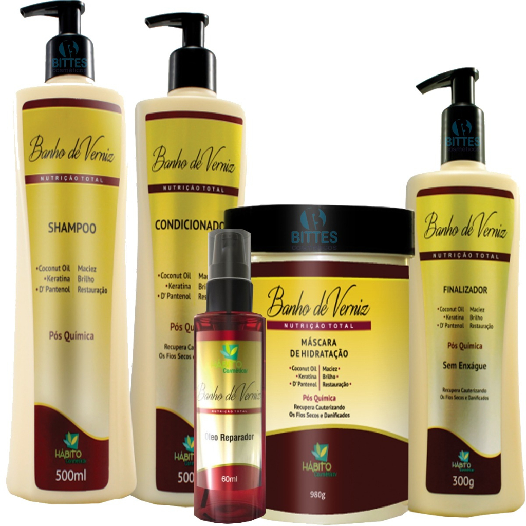 KIT CAPILAR VERNIZ HÁBITO COSMÉTICOS COM ÓLEO REPARADOR DE PONTAS
