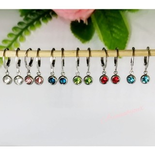 Brincos argolinhas click cristal zircônia aço inoxidável 316L A23