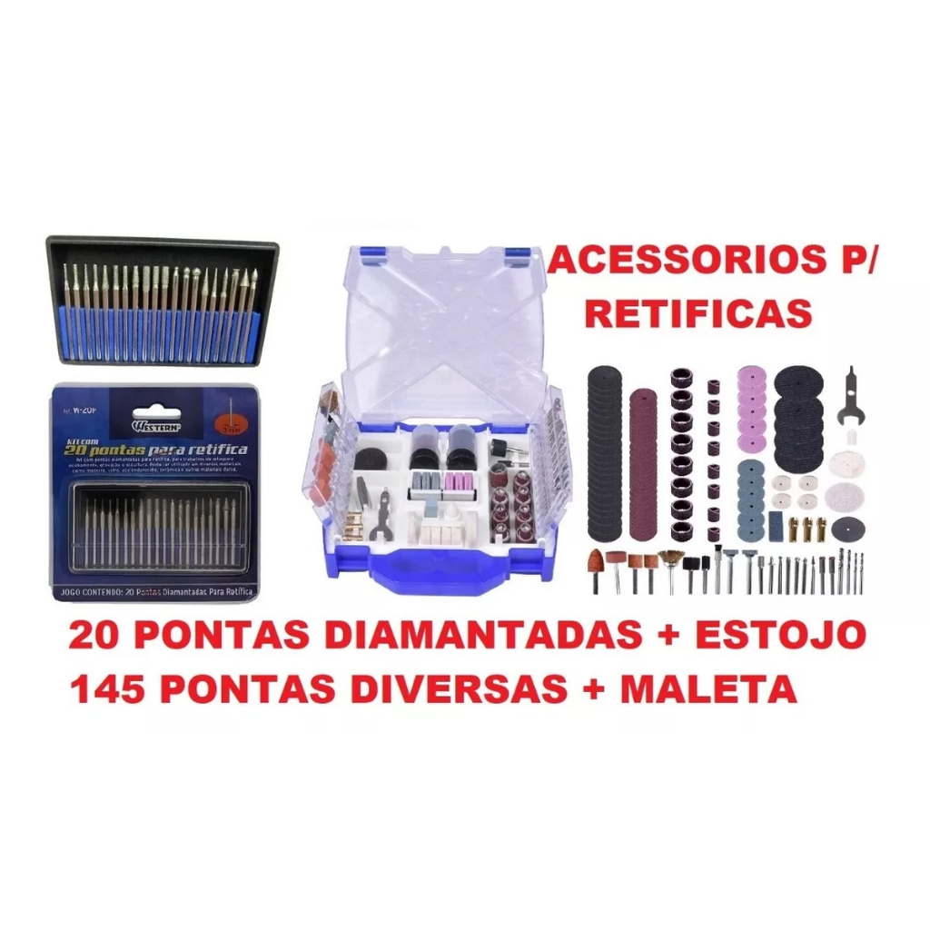 Acessorios Micro Retifica Esmeril Padrão Dremel 167 Peças