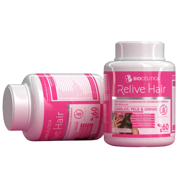 Suplemento Em Cápsulas Relive Hair 60un Cabelo Unhas E Pele - Bioceutica