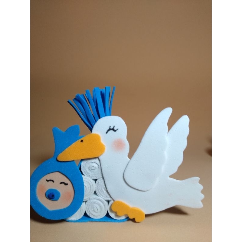 enfeite grande ( 25×25 ) cegonha chá de bebê chá de fraldas chá revelação em EVA