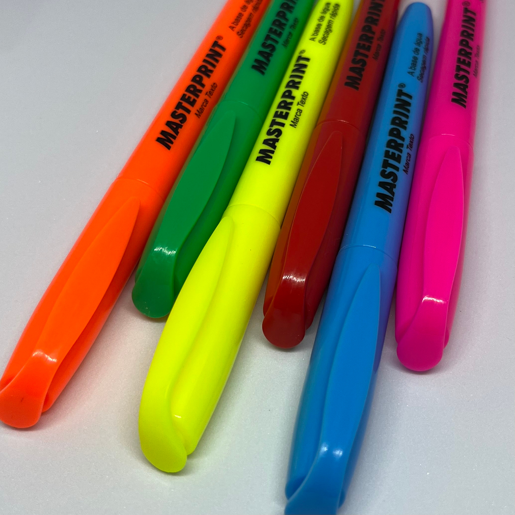 Kit 6 Canetas Marca Texto Neon Masterprint - Cores Variadas em Oferta na Shopee