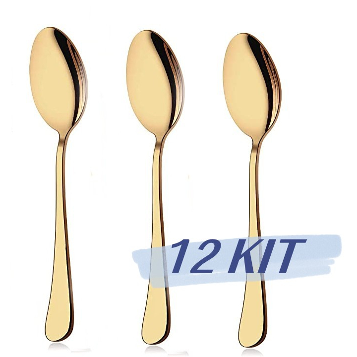12 Conjuntos Multi Funcional Colher De Aço Inoxidável/Mesa De Jantar, Uso Do Partido/Ouro/Premium em Oferta na Shopee