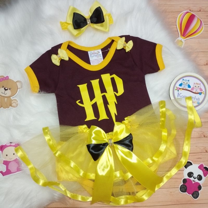Body Temático Bebê Hermione Harry Potter Fantasia Mesversário Ítens Opcionais
